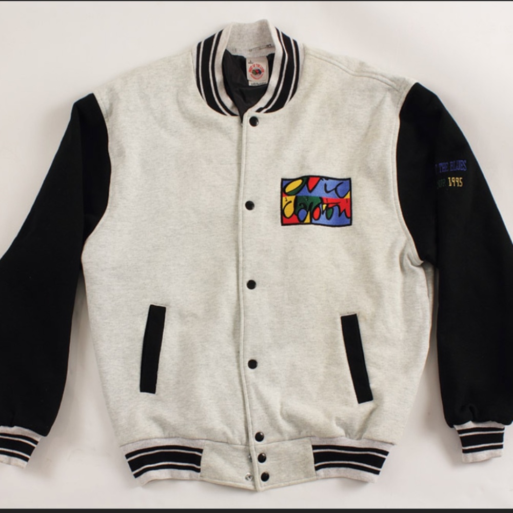 VTG Eric Clapton 1995 Japan Tour Grey Cotton BaseballBall Jacket Men's M